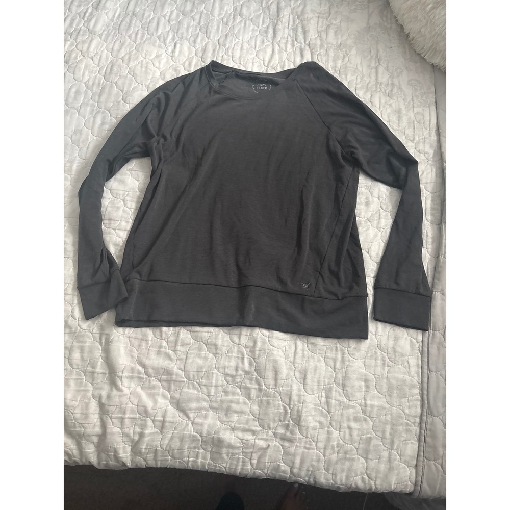 Cozy Earth Bamboo Pullover Crewneck Sweatshirt Charcoal Gray Womens Medium